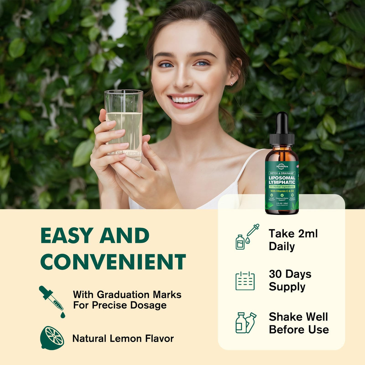 Liposomal Lymphatic Drainage Liquid Drops - Lymphatic Support Supplement with Dandelion Root, Cleavers, Echinacea, Calendula for Immune, Detox Cleanse, Lymph System Support, Lemon Flavor, 2 Fl Oz ReviNutra buy supplements Au