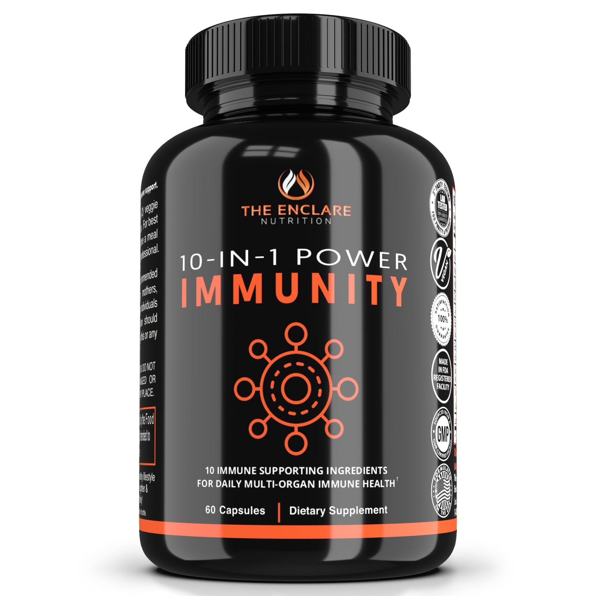 THE ENCLARE NUTRITION 10 in 1 Immune Support Booster Supplement with Echinacea, Vitamin C and Zinc, Turmeric, Ginger, B6, Elderberry for Adults Immunity Defense Vitamins, Made in USA Veg Cap 60 Ct (1) THE ENCLARE NUTRITION buy supplements Au