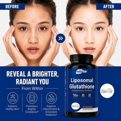 NutriFlair Liposomal Glutathione Supplement 700mg - Setria® Reduced L-Glutathione, 60 Capsules