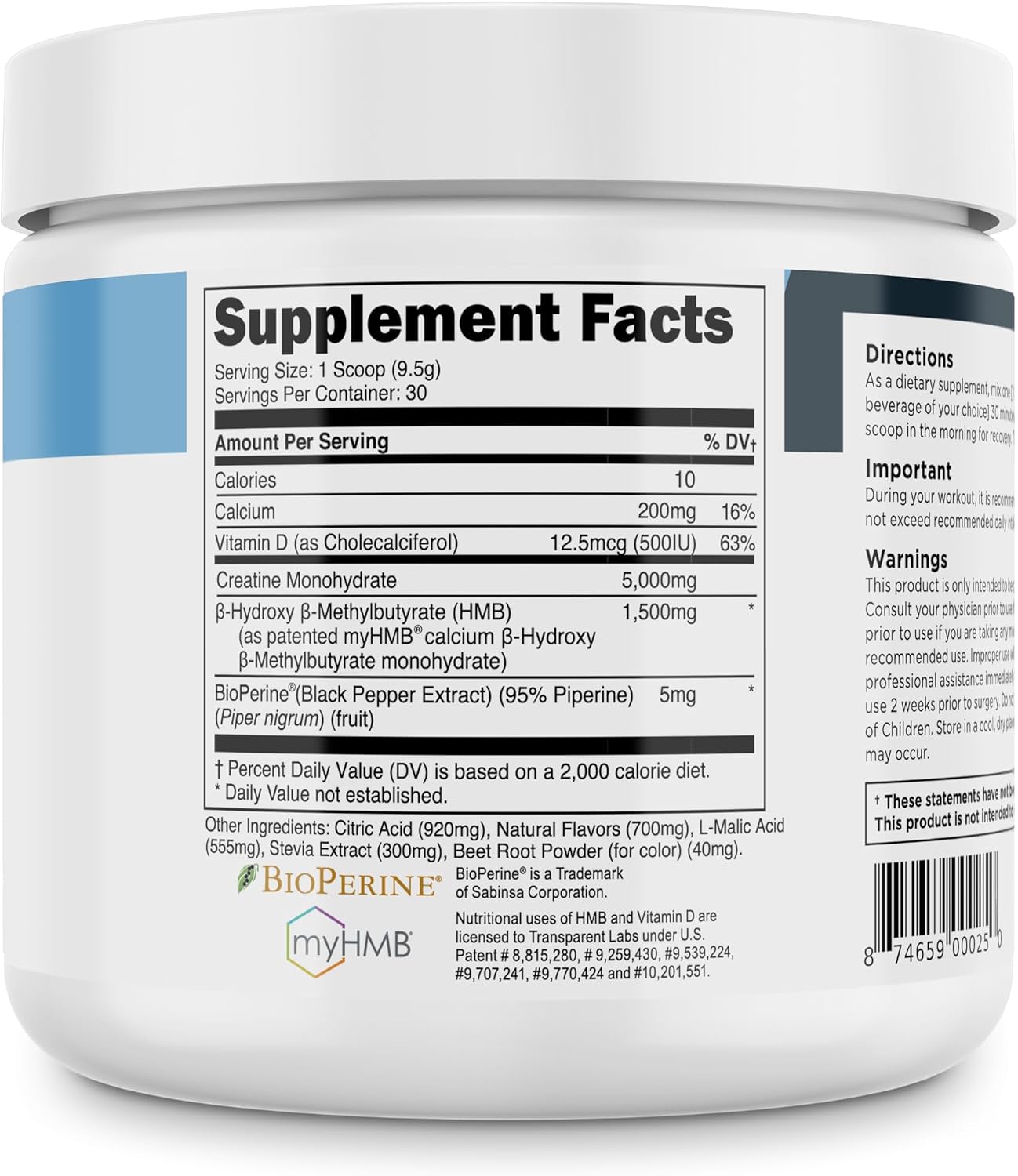 Transparent Labs BCAA Glutamine Powder (30 Servings, Strawberry Lemonade) & Creatine HMB (30 Servings, Strawberry Lemonade)