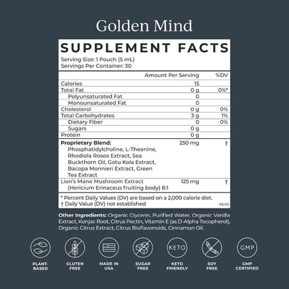 CYMBIOTIKA Liquid Mushroom Supplement & Golden Mind Nootropic Brain Booster Liquid Supplement Bundle, Brain Nootropic & Immune System Booster, Supports Energy & Focus, Reduces Brain Fog, Easy to Use