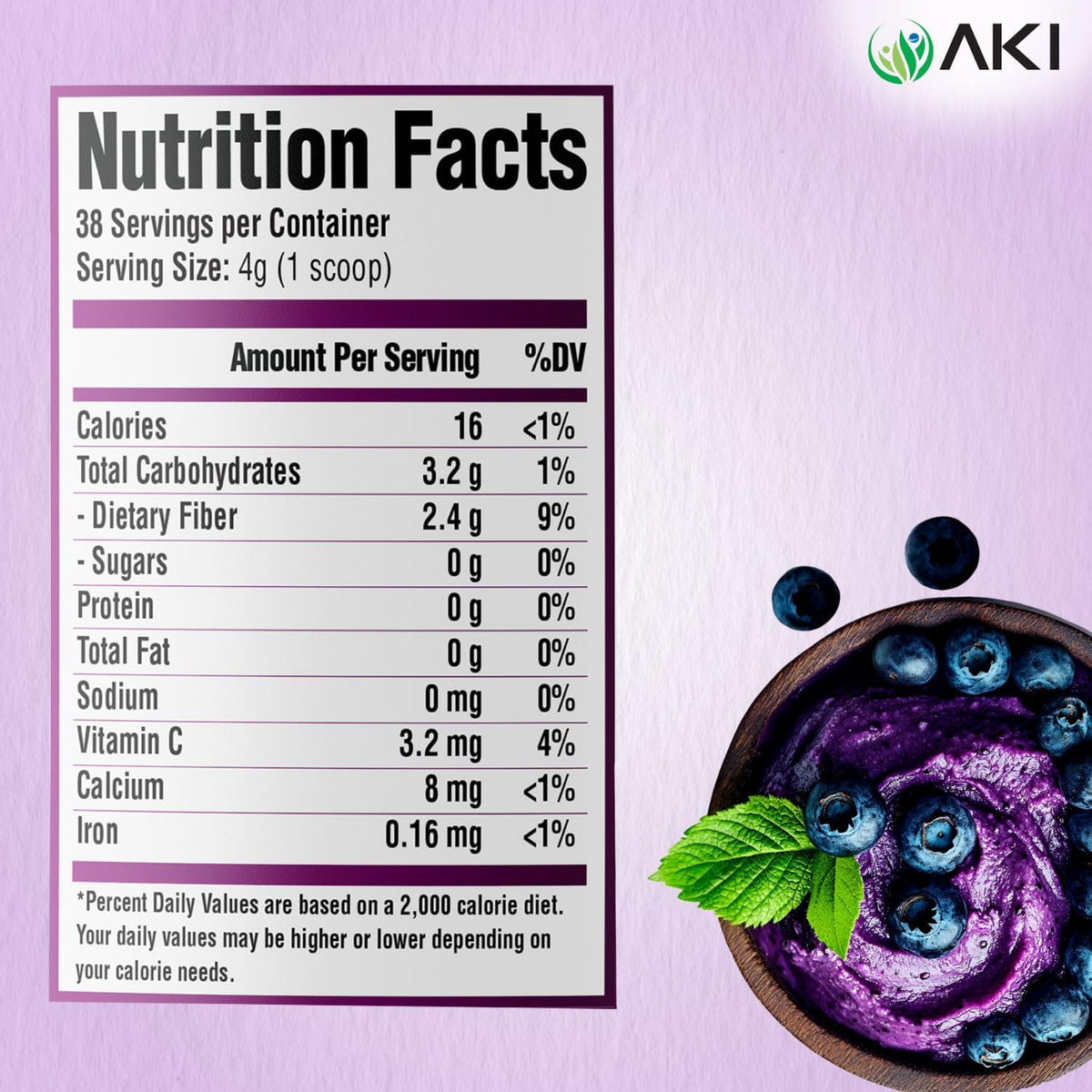 AKI Maqui Berry Extract Powder – Wild Harvested from Patagonia, High in Anthocyanins & Polyphenols, Freeze-Dried Superfruit for Smoothies, Non-GMO, Vegan, 150g/ 5.3 oz AKI ORGANIC buy supplements Au