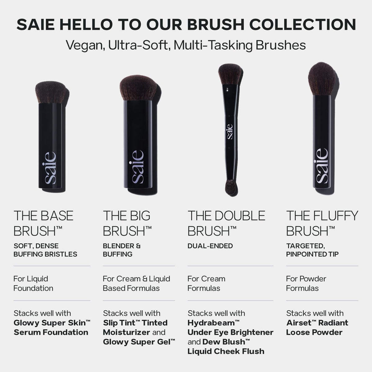 Saie The Big Liquid Foundation Brush - Soft, Multi-Use Makeup Brush for Buffing, Blending & Building - Made with Cruelty-Free, Synthetic Bristles & Creates a Seamless Finish (1 Count) SaieBuy Supplements Australia