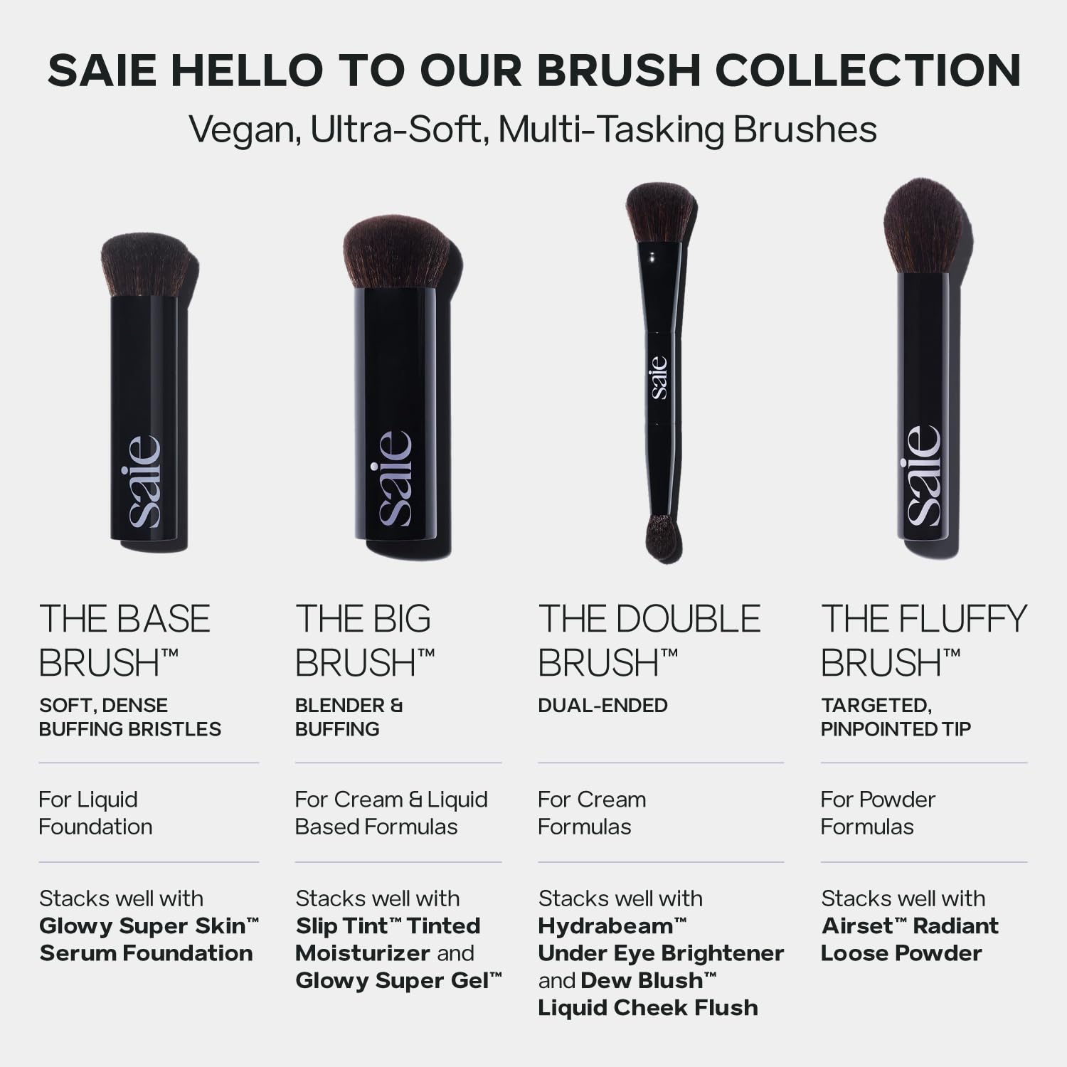 Saie Sun Melt Duo - The Big Brush - Soft, Multi-Use Liquid + Cream Makeup Brush With Synthetic Bristles Bundled With Sun Melt Bronzer in Tan Bronze - Buildable Cream Contour with Velvet Finish (1 oz) SaieBuy Supplements Australia