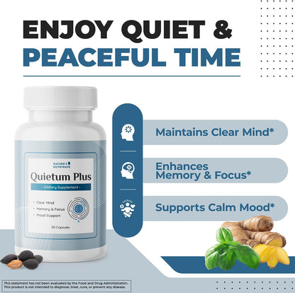 Quietum Plus – Herbal Extract Capsules – 60 Ct, 1 Month Supply | Plant-based capsules with herbal extracts | Non-GMO, GMP Certified | Easy-to-swallow daily capsule
