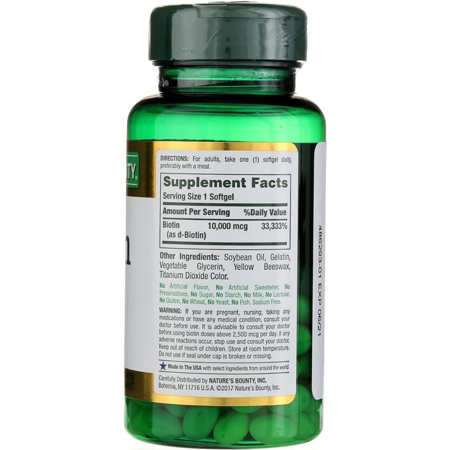 Nature's Bounty Biotin 10,000 mcg, 250 Rapid Release Softgels
