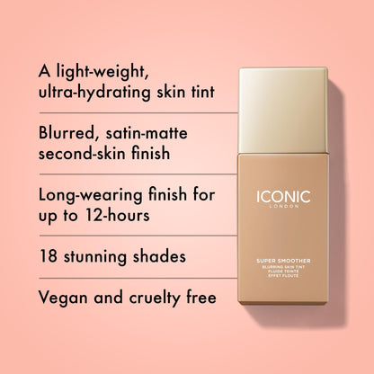 ICONIC LONDON Super Smoother Blurring Skin Tint | Light to Medium Coverage, Hydrating, Ultra-Lightweight Tinted Moisturizer, Cruelty-Free, Vegan Makeup (Cool Light) 30 mL / 1.01 Fl Oz. ICONIC LONDON buy supplements Au