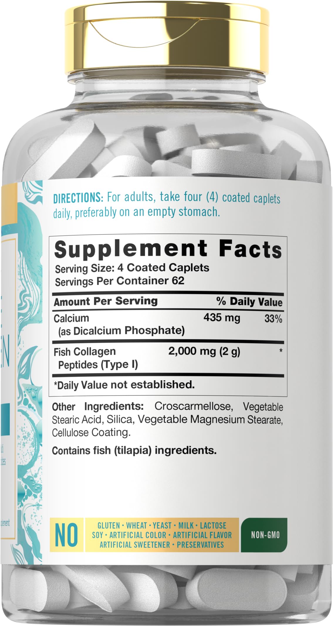 Carlyle Marine Collagen for Hair Skin and Nails | 250 Caplets | Peptides for Women and Men | Type I with Calcium | Non-GMO & Gluten Free Carlyle buy supplements Au