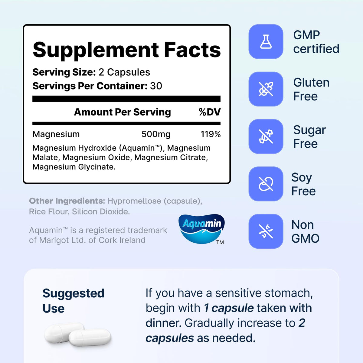 Spectrum 5 Magnesium | 5-in-1 Complex + 72 Trace Minerals for Enhanced Absorption | Irish Sea Sourced | 500mg per Serving