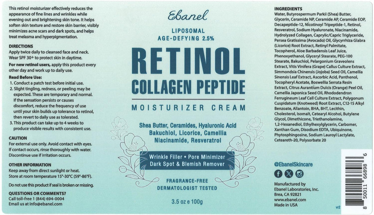 Ebanel Bundle of 10 Pack Bubble Clay Masks, and 2.5% Retinol Moisturizer