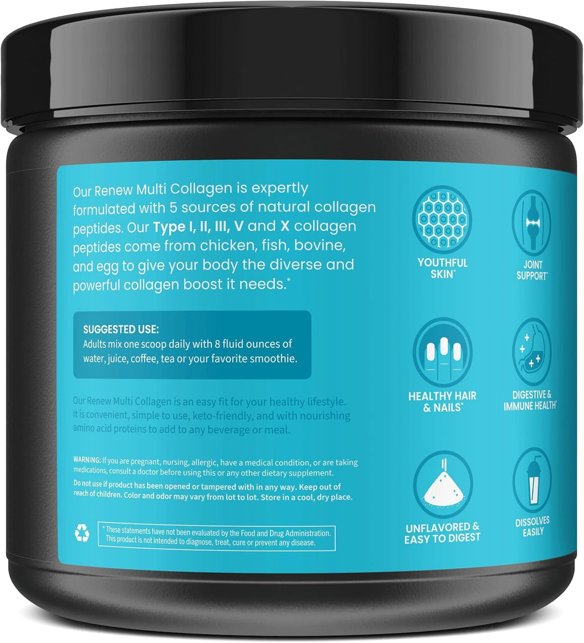 WellPath Multi Collagen Peptides Powder for Women | Renew Multi Collagen Protein for Hair, Nails, Skin | Hydrolyzed Bovine, Marine, & Chicken Sources | Types I, II, III, V, X | 11 oz | 40 Servings WellPath buy supplements Au