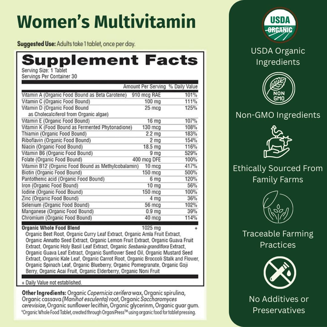 EarthFirst Organic Women’s Multi Once Daily, Women's Multivitamin, Iron, Vitamin B12 & More, 19 Vitamins from Herbs & Superfoods, 30 Count EarthFirst Organic buy supplements Au