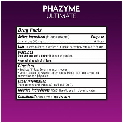 Phazyme Ultimate Strength Anti-Gas 500 mg Simethicone Gas Relief for Adults, Fast Gels Quickly Ease Bloating, Pressure and Discomfort, 20 Count Phazyme buy supplements Au