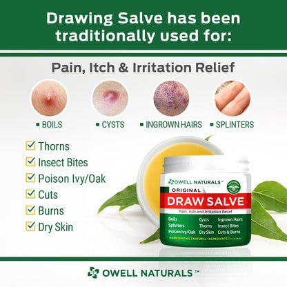 Owell Naturals Drawing Salve Ointment Fast Acting Formula for Ingrown Hair, Boil and Cyst, Maximum Strength for Splinters Remover, Bug and Spider Bites, Bee Stings, Poison Ivy. (1 Fl Oz (Pack of 1))
