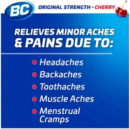 BC Powder Pain Reliever, Cherry Flavor Aspirin Dissolve Packs, 24 Count Powder Packets (6 Pack) BCBuy Supplements Australia