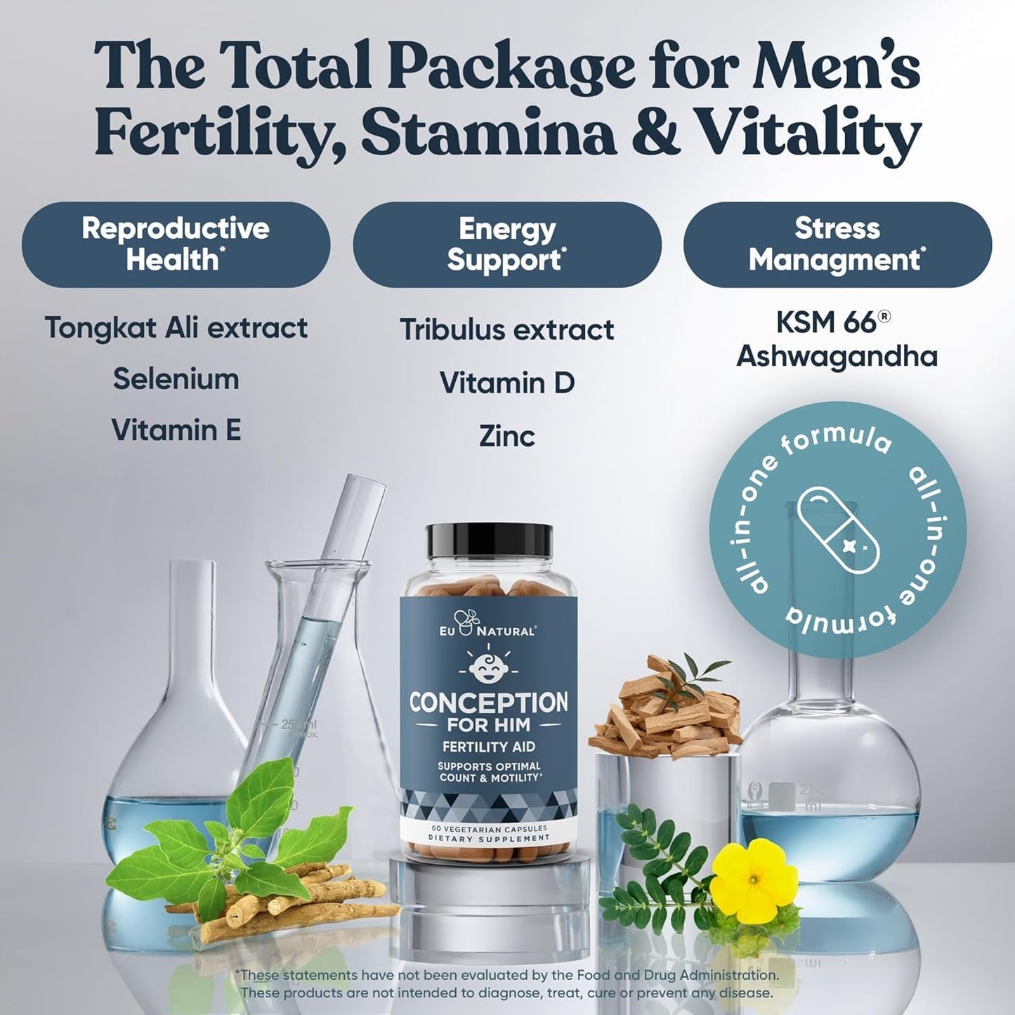 Conception for Him and Vital Liver Bundle - Male Fertility Booster & Prenatal Supplement + 9-in-1 Liver Support Eu Natural buy supplements Au