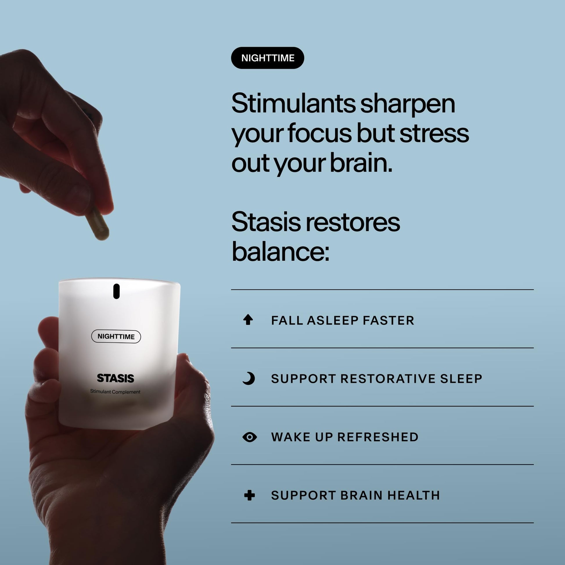 STASIS Nighttime Supplement for Men & Women with Magnesium, Melatonin, Zinc & Botanical Extracts, Evening Routine Support Capsules for Bedtime Use, Vegan, Non GMO, 25 Servings, 1 Month Supply STASIS buy supplements Au