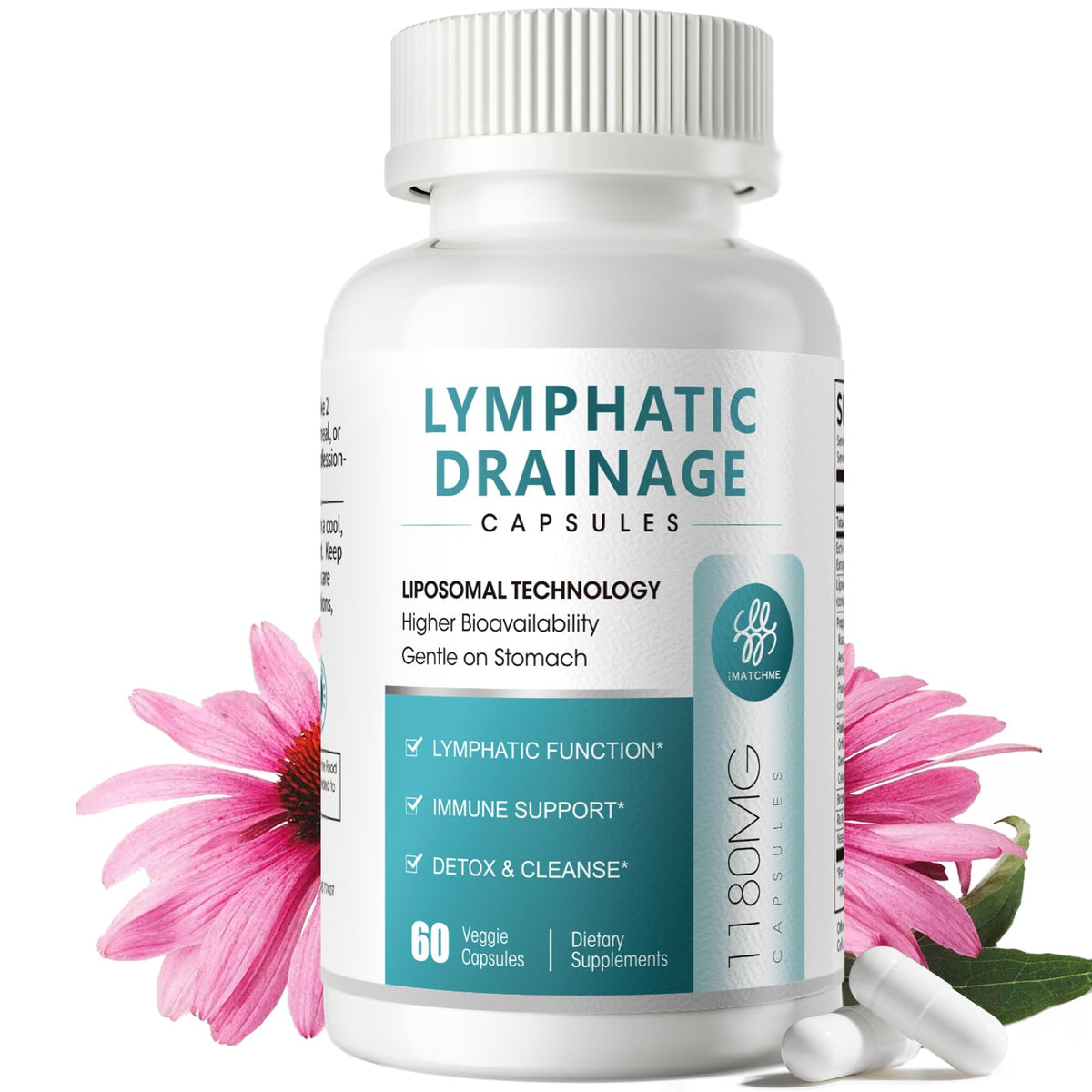 iMATCHME Lymphatic Drainage Supplements for Lymph System Support, Detox & Cleanse, Liver Health,Fluid Balance, Immune Support, Natural Herbal Blends with Echinacea, Liposomal Glutathione, 60 Capsules iMATCHME buy supplements Au