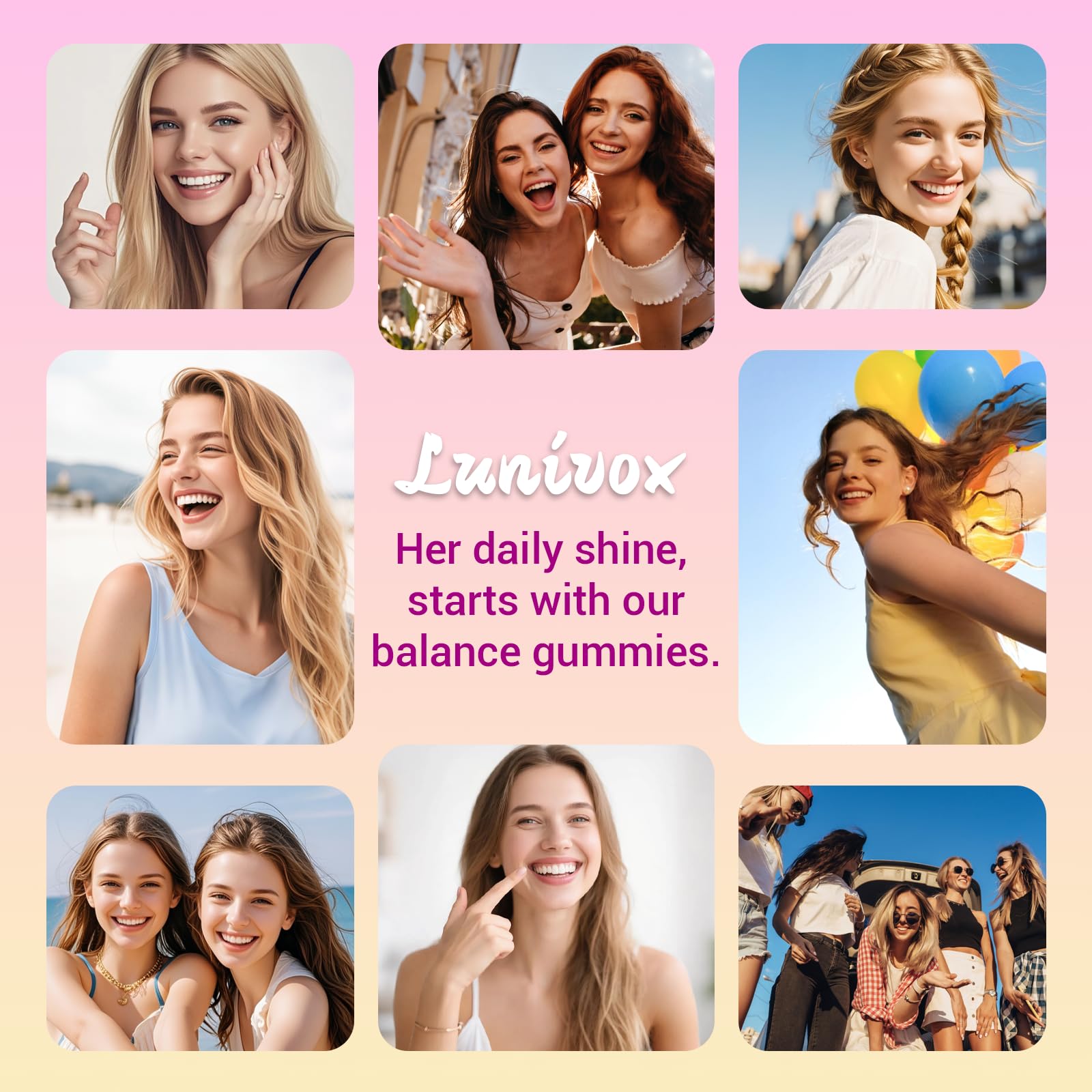 Lunivox Her Juicy Feminine Probiotics Gummies for Women, with Prebiotics & Slippery Elm - Promotes pH Balance, Gut Health & Immune Support - Pineapple Flavor, 60 Count Lunivox buy supplements Au