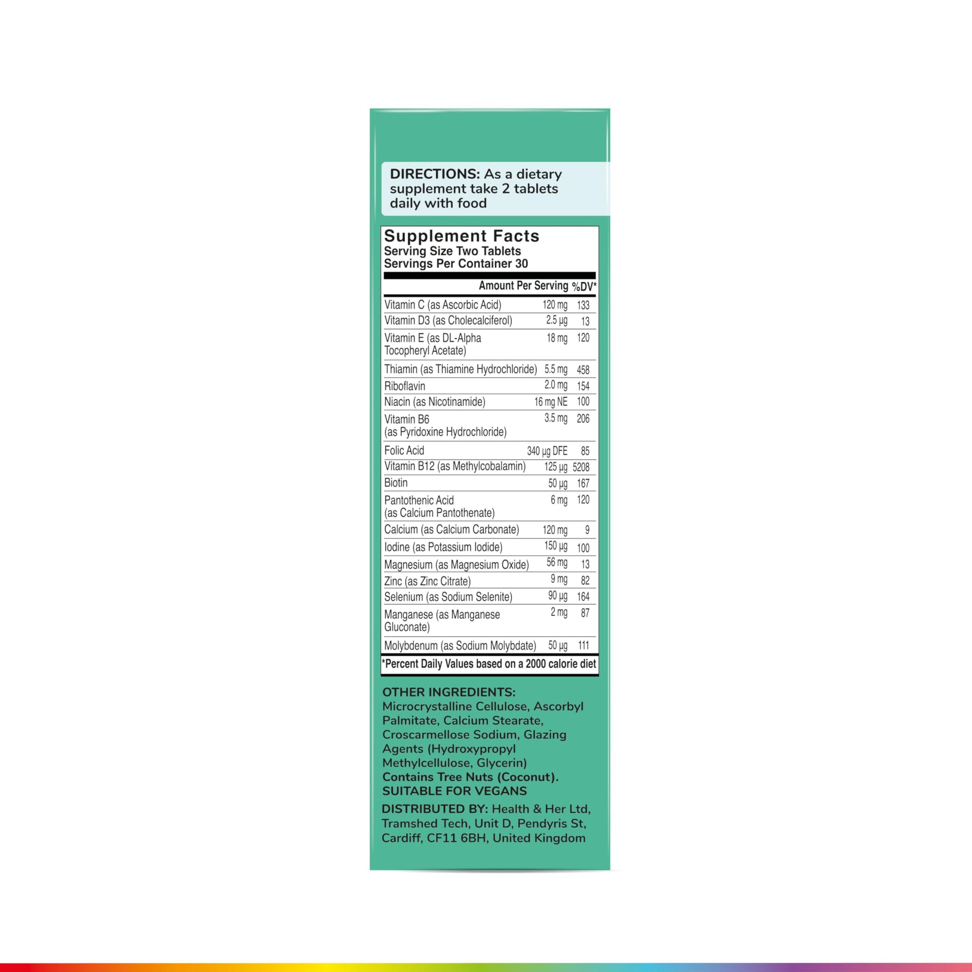 Health & Her Multivitamin for Women Taking Menopause Hormone Therapy (MHT/HRT) - Supplements for Women - Nutrition and Wellbeing Support - 1 Month Supply, 60 Tablets - Vegan & Gluten Free Health and Her buy supplements Au