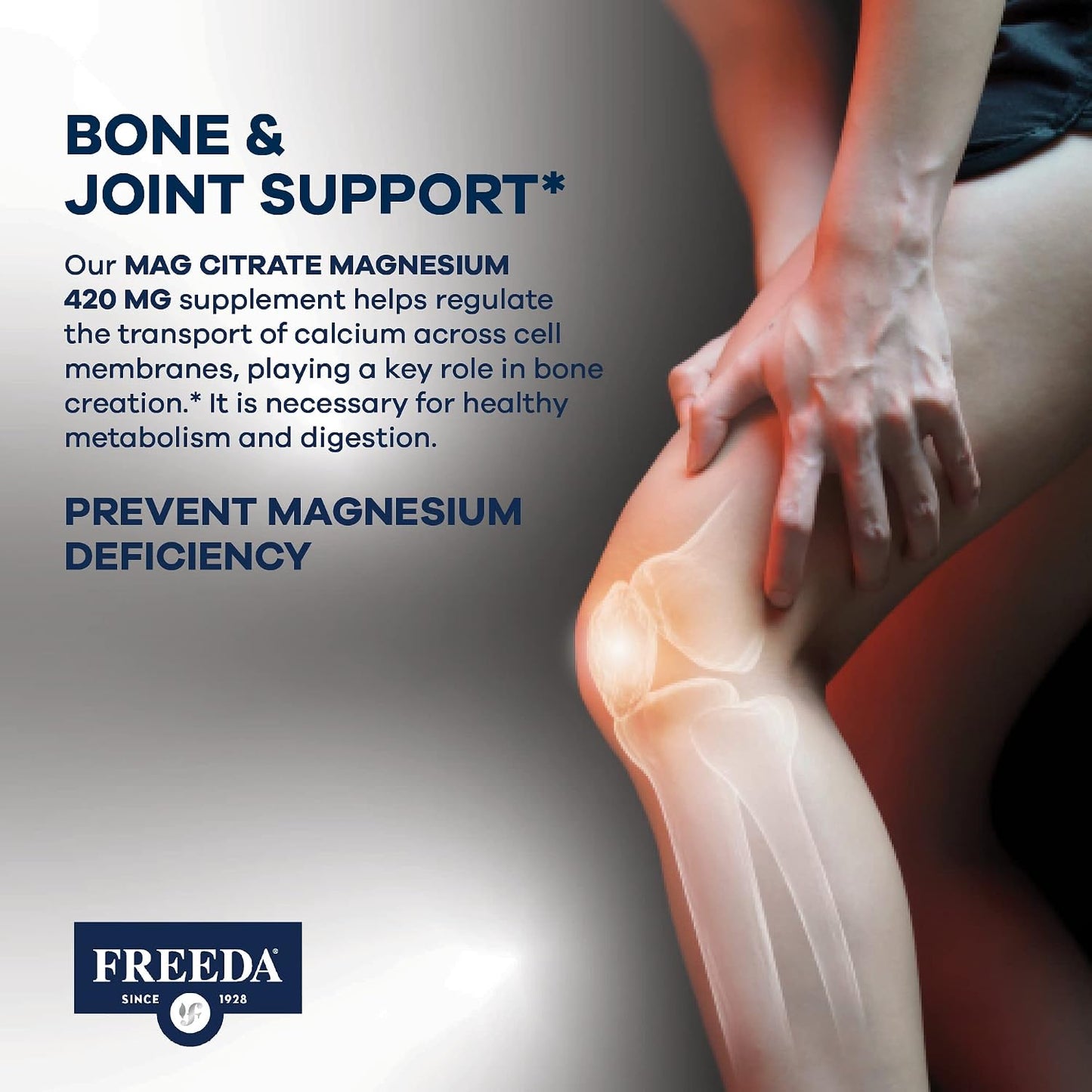 FREEDA Magnesium Citrate Powder for Bone, Joint, & Muscle Support 16 Oz | Supports Nerve Health, Relaxation, & Sleep – Kosher, Vegan, Gluten-Free, Corn-Free, Unflavored, 150 Servings, Made in USA