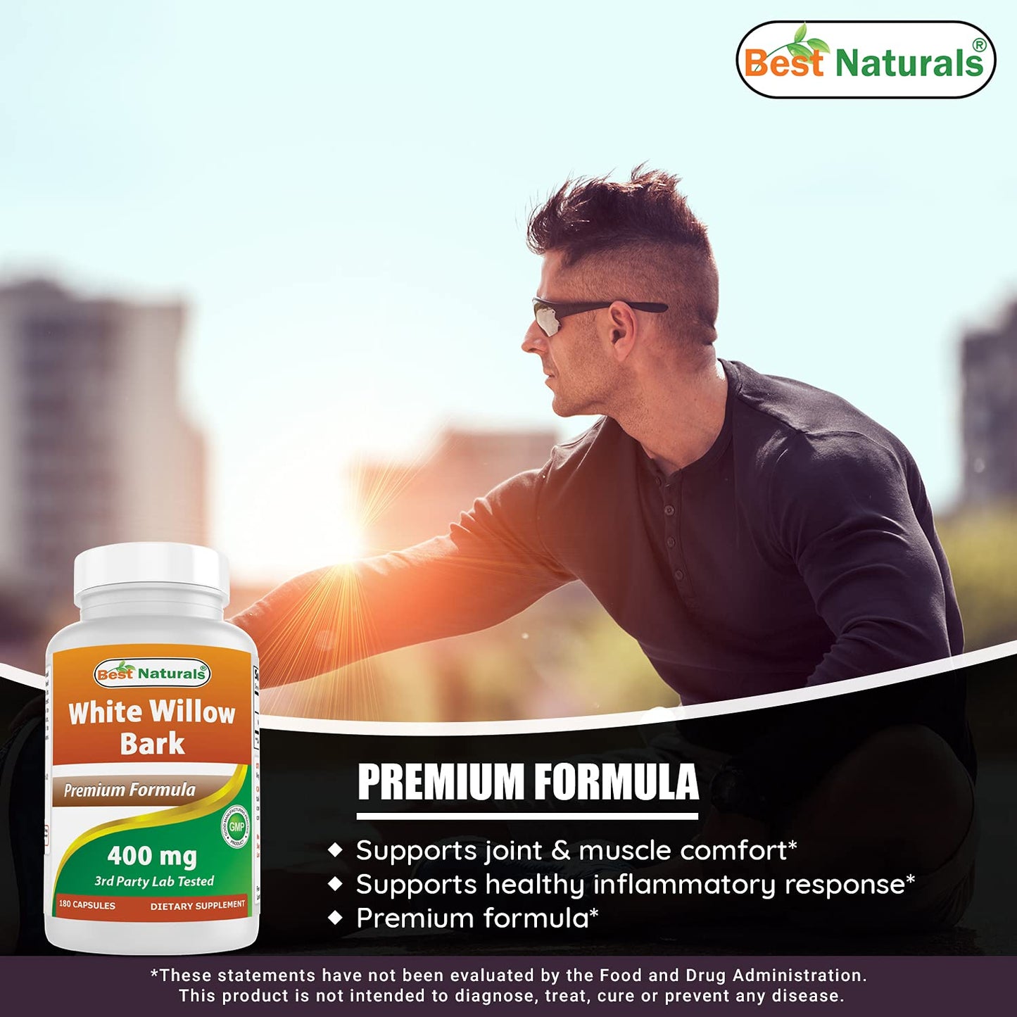 Best Naturals White Willow Bark 400 mg 180 Capsules (180 Count (Pack of 3)) Best NaturalsBuy Supplements Australia
