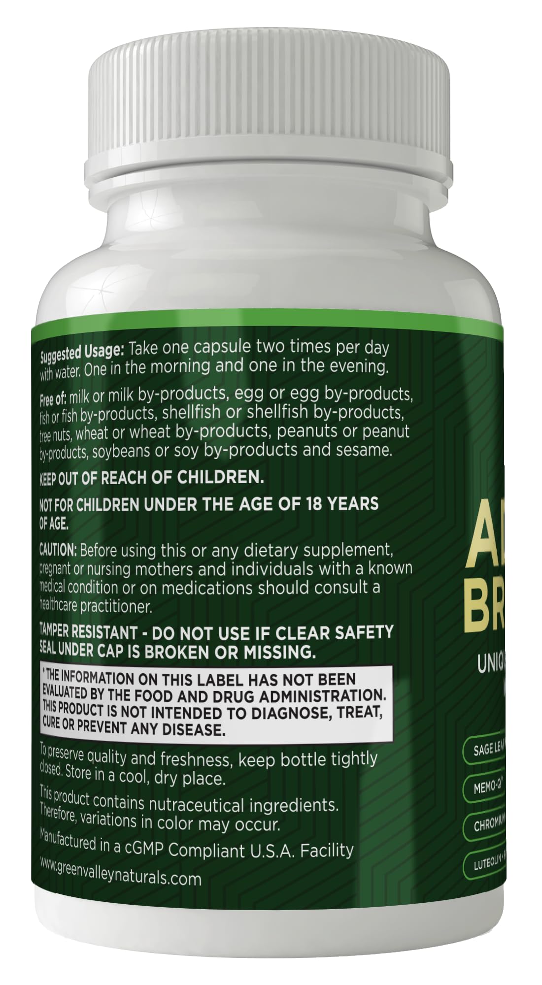 GREEN VALLEY NATURALS - Advanced Brain Power - Supports Healthy, Normal Brain Function, Focus and Concentration, clinically formulated to Support Healthy Brain Clarity. (1 Bottle, 60, Count) GREEN VALLEY NATURALS buy supplements Au