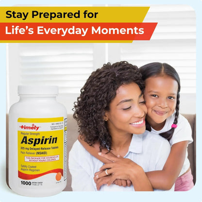 TIME-Cap Labs 1000 Regular Strength Aspirin 325mg – Delayed Release Enteric Coated Tablets for Minor Aches and Pains, NSAID Pain Reliever & Fever Reducer for Adults and Children 12 Years and Older TIME-CAP LABS, INC.Buy Supplements Australia