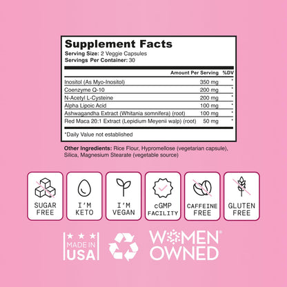 SELF NUTRITION Fertility Support for Women | Conception for Her, Coenzyme Q10, Ashwagandha, Myo-Inositol & More| Support Cycle Regularity & Ovulation| Vegan, Non-GMO, USA Made-60 Capsules SELF NUTRITION buy supplements Au