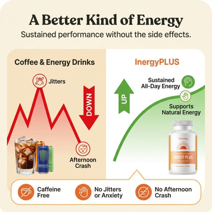 InergyPLUS | Energy Vitamins for Women, Fatigue, Natural Energy Supplements for Focus | Vitamin B12, Folic Acid, Rhodiola Rosea, Cordyceps, CoQ10, Caffeine Free | Packaging Vary | 60 Ct BB Company buy supplements Au