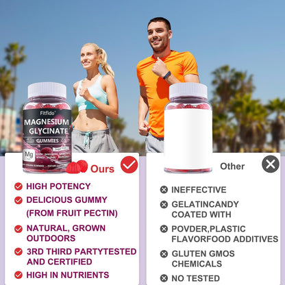 Magnesium Glycinate Gummies 400mg, Sugar Free, 60 Count | Magnesium Glycinate, Daily Wellness, Relaxation & Muscle Support, No Melatonin, Sugar Free, Vegan, Raspberry