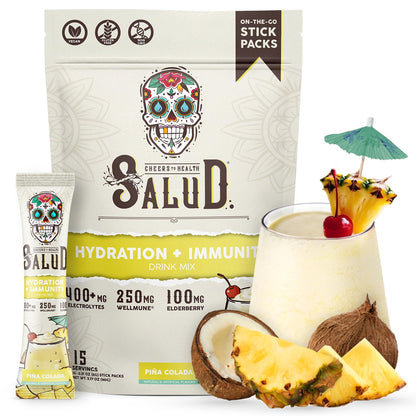 Salud 2-in-1 Hydration + Immunity Drink Mix, Cucumber Lime | Electrolytes Powder, Agua Fresca, Elderberry, Dairy & Soy Free, Non-GMO, Gluten Free, Vegan, 1g Sugar (15 Servings)