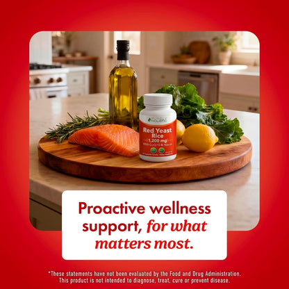 Red Yeast Rice with CoQ10 Supplement, Cholesterol & Heart Health Support | Extra Strength Red Yeast Rice 1200 MG (600 MG Per Capsule), Citrinin-Free, Doctor-Formulated, Non-GMO, Vegan, 120 Capsules