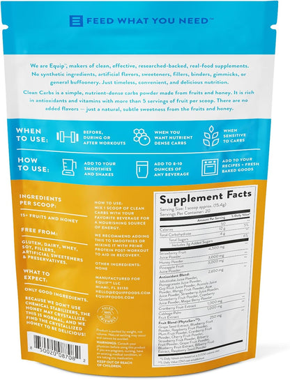 Equip Foods Clean Carbs - Sweet Potato Powder - Plant Based Pre Workout Carb Powder, Made from Dried Sweet Potatoes Vanilla Flavor - 1.7 Pounds
