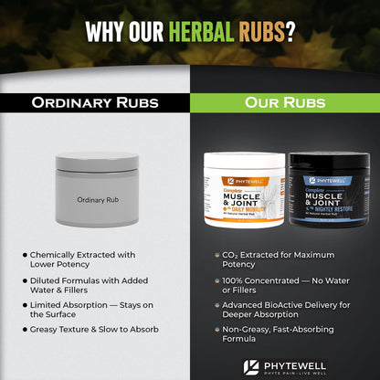 PHYTEWELL Muscle & Joint Rub Balm - Day & Night Pain Relief for Back, Knee, & Shoulder - Crafted with Arnica, Clove & Black Pepper to Support Recovery & Relaxation – Premium Non-Greasy Texture PHYTEWELLBuy Supplements Australia