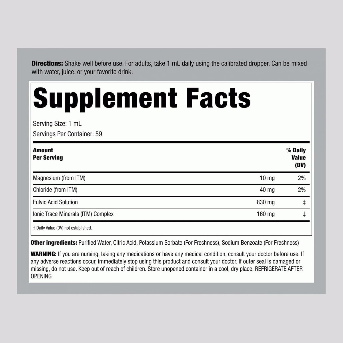 Piping Rock Liquid Fulvic Acid Drops | 2 fl oz | with Trace Minerals | Ionic Supplement | Vegetarian, Non-GMO & Gluten Free