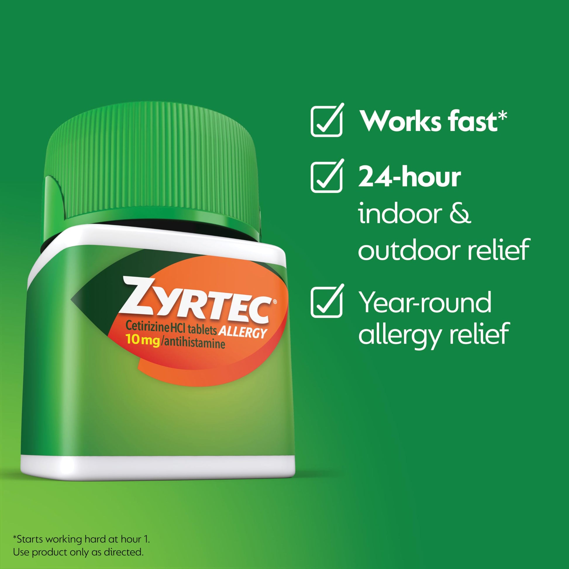 Zyrtec 24 Hour Allergy Relief Tablets, Indoor & Outdoor Allergy Medicine with 10 mg Cetirizine Hydrochloride Antihistamine, Value Bundle of one, 90 ct Bottle & Three, 1 ct Travel Packs Zyrtec buy supplements Au
