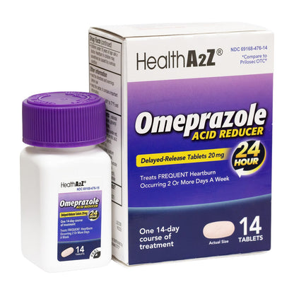 HealthA2Z® Acid Reducer | Omeprazole 20mg | Delayed - Release Tablets | 24 Hours | Treats Frequent Heartburn | Occuring 2 or More Days A Week (14 Counts) HealthA2Z buy supplements Au