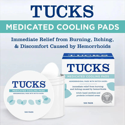 TUCKS Medicated Cooling Pads, 100 Count – Hemorrhoid Pads with Witch Hazel, Cleanses Sensitive Areas, Protects from Irritation, Hemorrhoid Treatment, Medicated Pads Used by Hospitals TUCKSBuy Supplements Australia