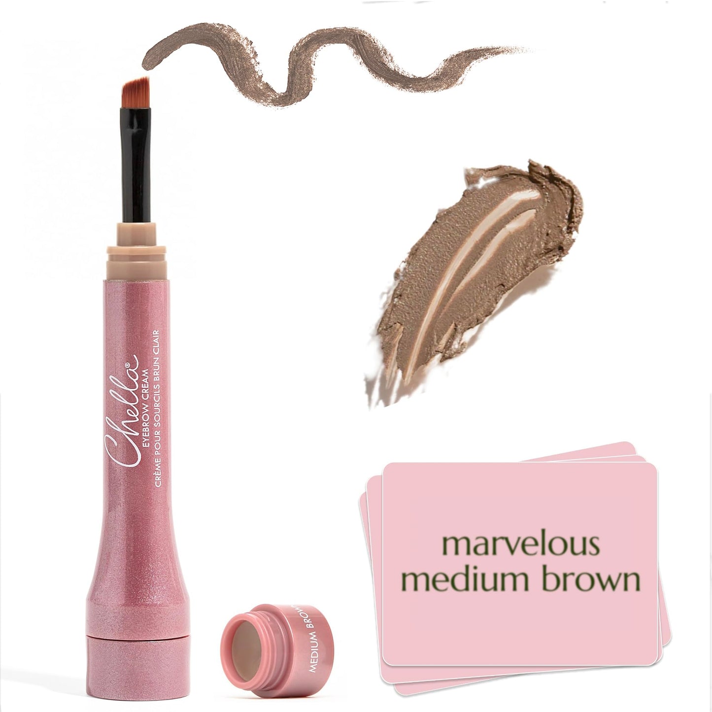 Chella Eyebrow Cream, Marvelous Medium Brown - Vegan, Cruelty Free, Paraben Free, Gluten Free Eyebrow Pomade Makeup - Long Wearing, Velvet Consistency, Water Proof ChellaBuy Supplements Australia