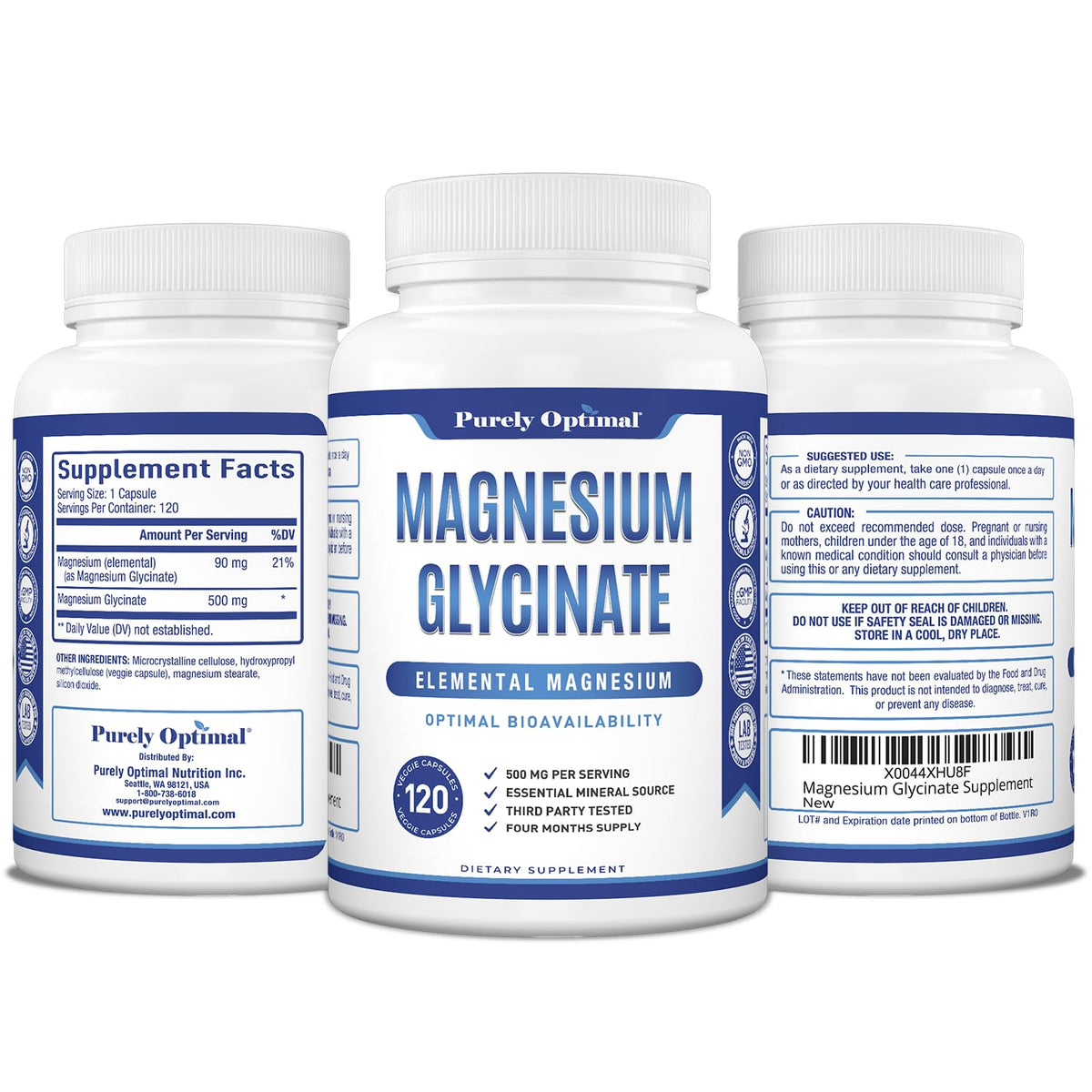 Purely Optimal Magnesium Glycinate 500mg – Sleep Support & Stress Relief – Gentle, High Absorption Magnesium Supplement for Muscle Relaxation, Calm & Nerve Support – 120 Capsules Purely OptimalBuy Supplements Australia