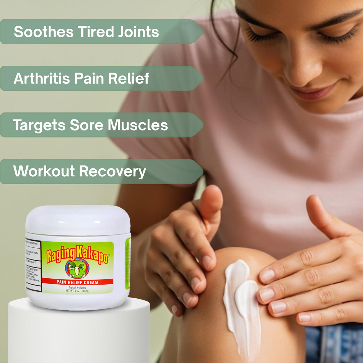 Raging Kakapo Pain Relief Cream - Sore Muscles, Joint Pain & Aches - Odor Free, Non-Greasy Pain Cream - Histamine Dihydrochloride, Capsaicin, Emu Oil & More - 4 oz. Jar Raging KakapoBuy Supplements Australia
