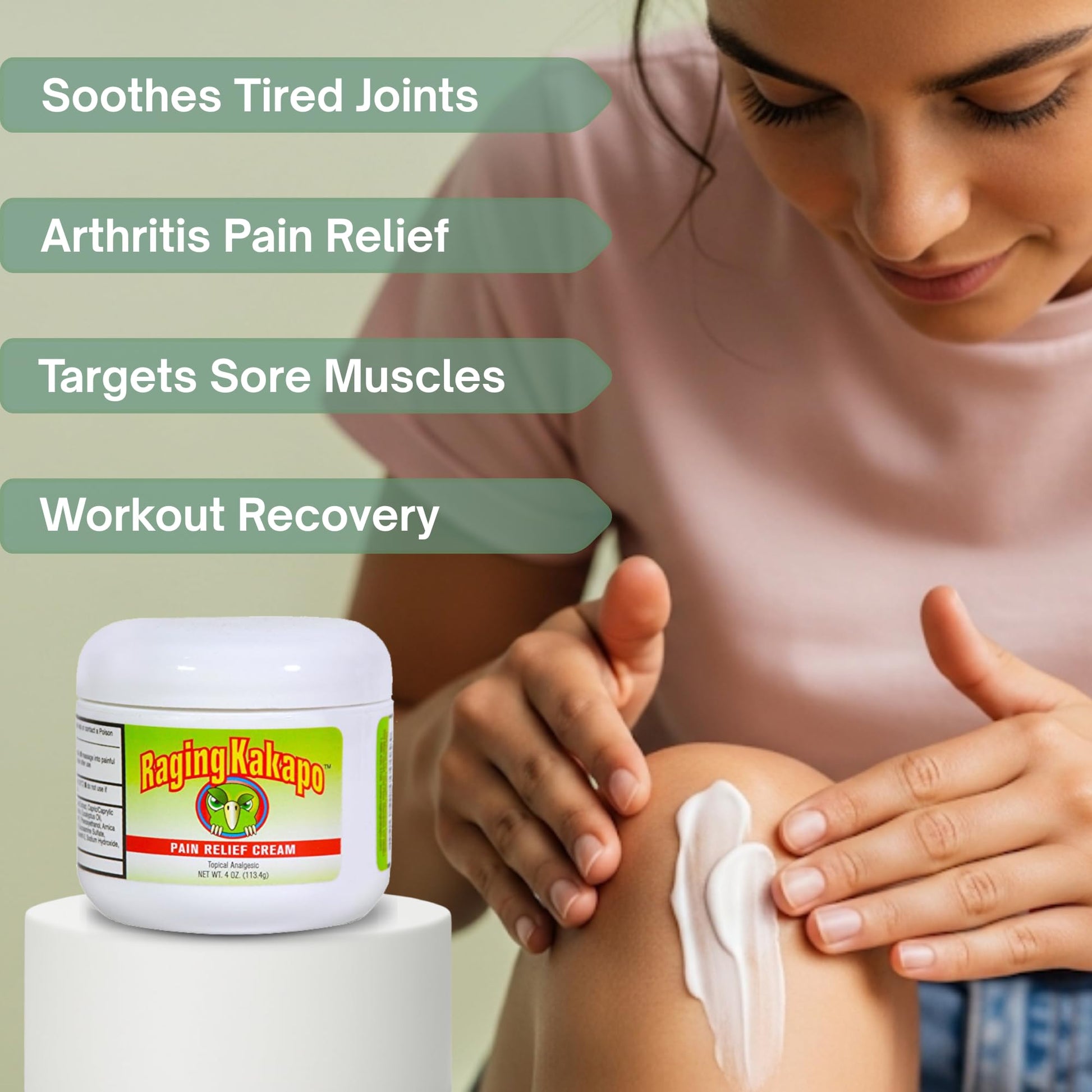 Raging Kakapo Pain Relief Cream - Sore Muscles, Joint Pain & Aches - Odor Free, Non-Greasy Pain Cream - Histamine Dihydrochloride, Capsaicin, Emu Oil & More - 4 oz. Jar Raging KakapoBuy Supplements Australia
