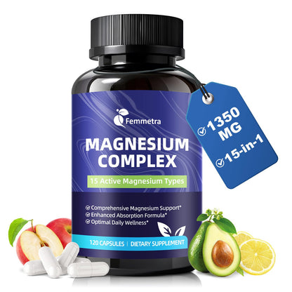 Magnesium Complex for Women Men 1350mg 15 in 1 Pure Magnesium Supplement, with High Absorption Chelated Magnesium Glycinate Citrate Malate & More for Muscle, Heart, Sleep & Bone Support, Vegan 60 Days Femmetra buy supplements Au