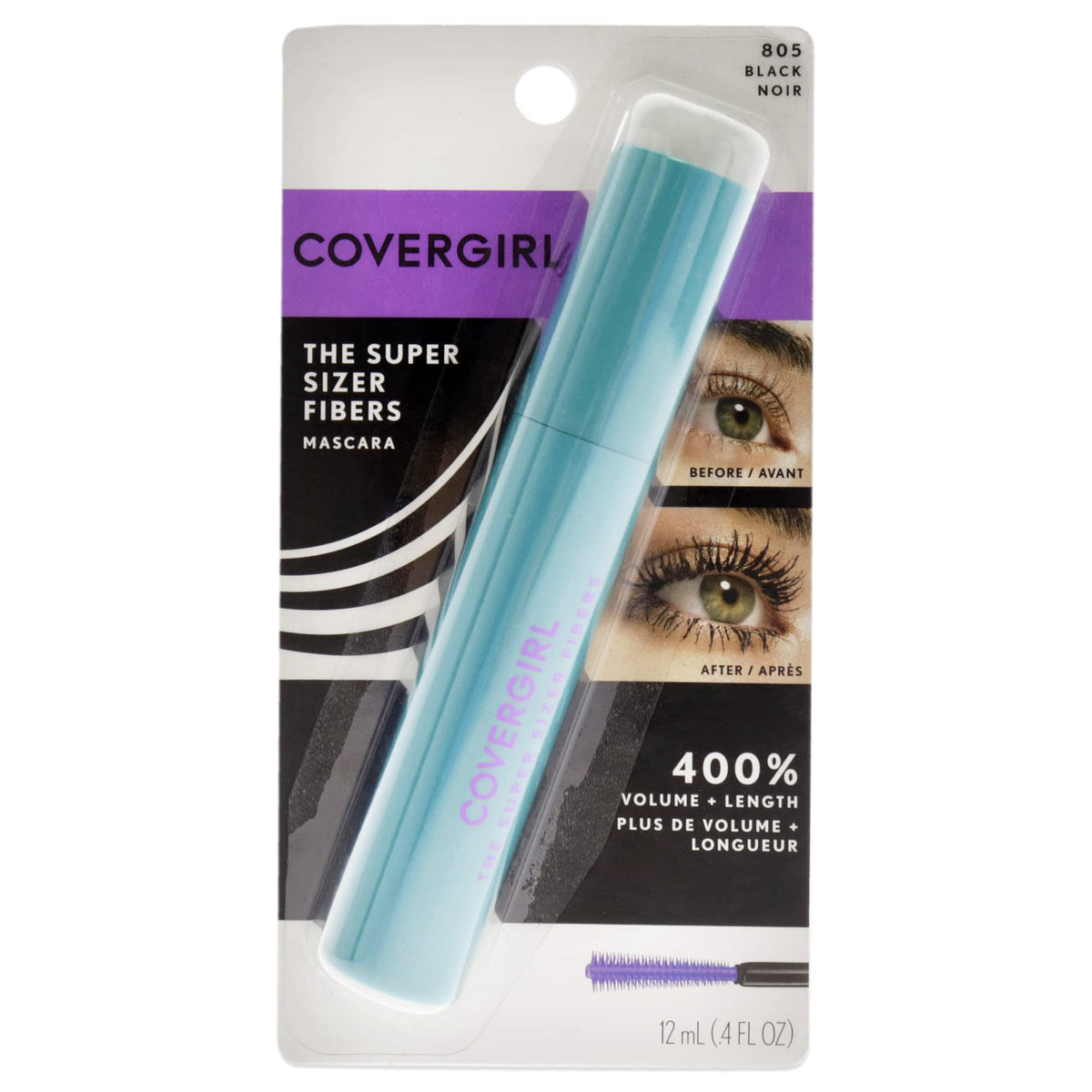 COVERGIRL Super Sizer Fibers Mascara, Black 805, 0.35 Ounce (Packaging May Vary) Volumizing Mascara with Brush COVERGIRLBuy Supplements Australia