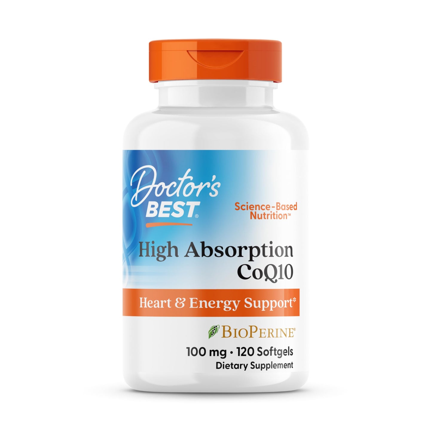 Doctor's Best High Absorption CoQ10 with BioPerine Supplement - Coenzyme Q10 Softgels for Heart Health & Antioxidant Support, Naturally Fermented CoQ10 100mg for Women & Men, Non GMO - 120 Softgels
