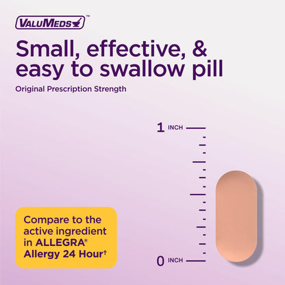 ValuMeds | Compare to Allegra | Fexofenadine HCl 180mg | 24-Hour Allergy Relief, Non-Drowsy Antihistamine Generic Medicine for Allergies, Hay Fever, Itchy Eyes | for Kids & Adults (100 Count) ValuMeds buy supplements Au
