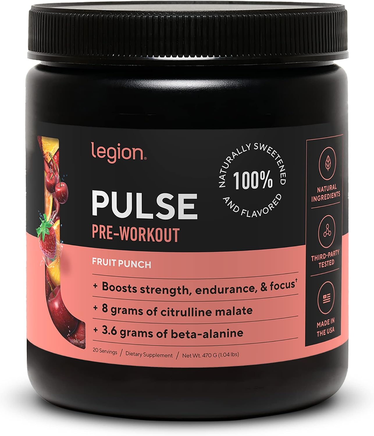 LEGION Pulse Pre Workout Supplement (Fruit Punch) Whey Protein Powder Chocolate - Whey+ Isolate Protein Powder
