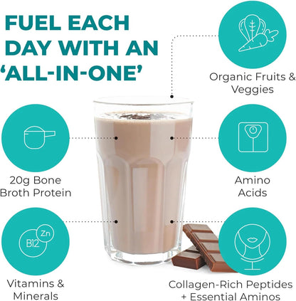 Reignite Wellness by JJ Virgin Bone Broth All-in-One Shake (Chocolate) and Extra Fiber Powder Supplement