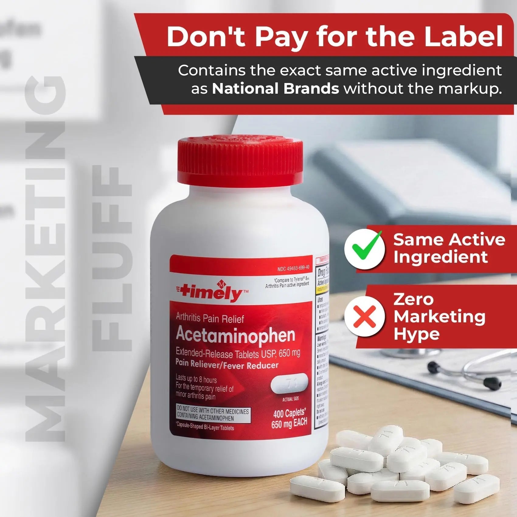 TIME-Cap Labs 400 Caplets Extended Release Acetaminophen 650mg - Pain Reliever & Fever Reducer for Adults, Helps with Headaches, Backaches, Muscle Pain, Toothaches, Arthritis & Menstrual Cramps TIME-CAP LABS, INC.Buy Supplements Australia